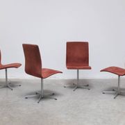 Early set of 4 'Oxford' swivel chairs by Arne Jacobsen for Fritz Hansen, 1966