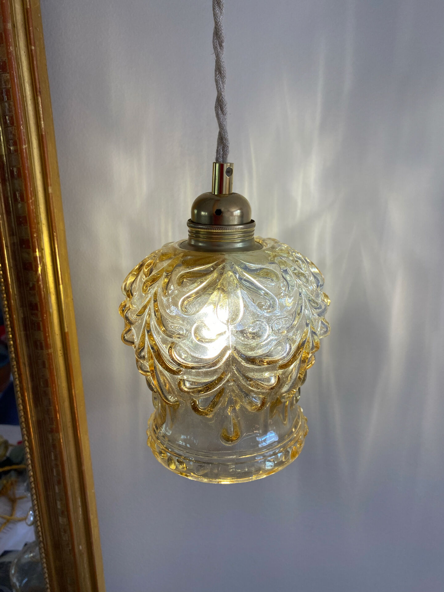 Vintage amber glass globe lamp