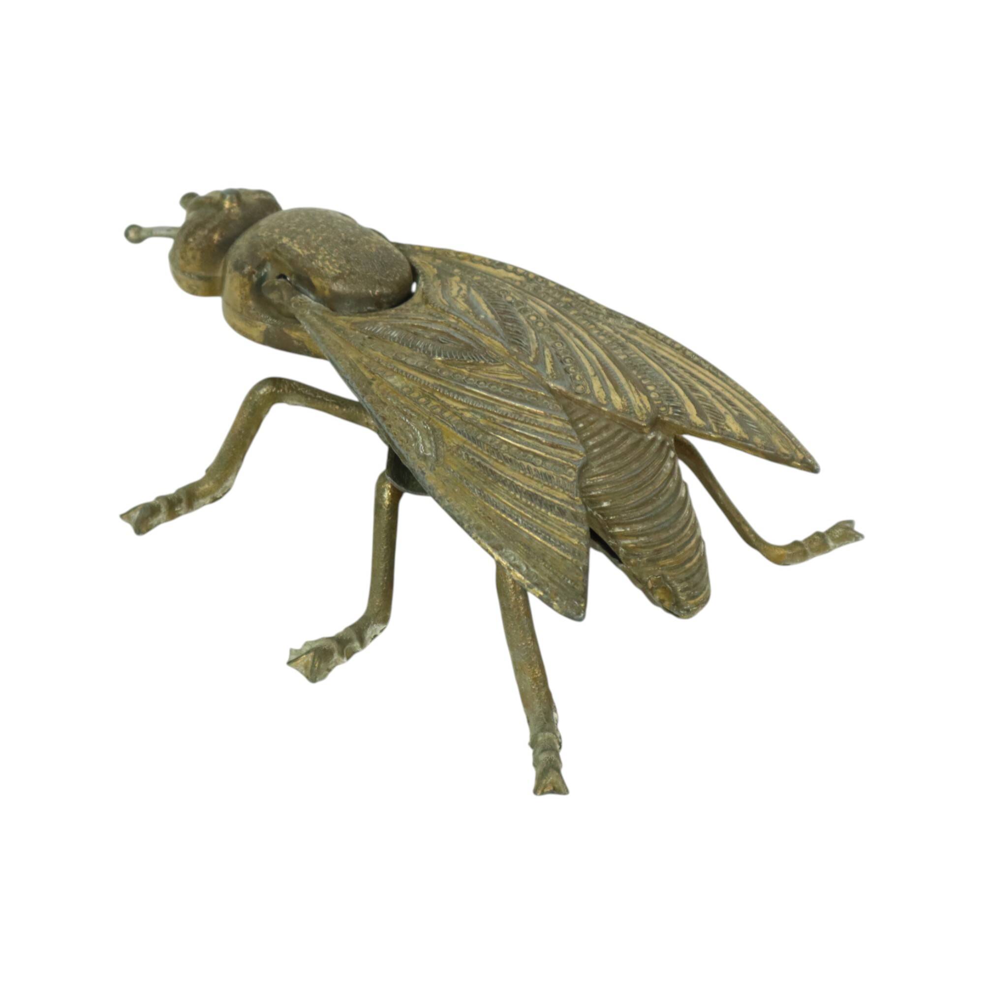 Vintage Copper Ashtray Figurine Fly Brass Italy 1960s