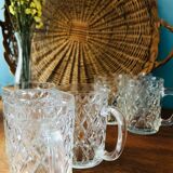 Set of 6 cut glasses made in France