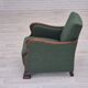 Fauteuil relax danois des années 1950, tissu en laine mélangée verte, bois de hêtre.