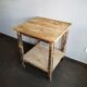 Vintage wooden side table, entrance console, square pedestal table 2 floors.