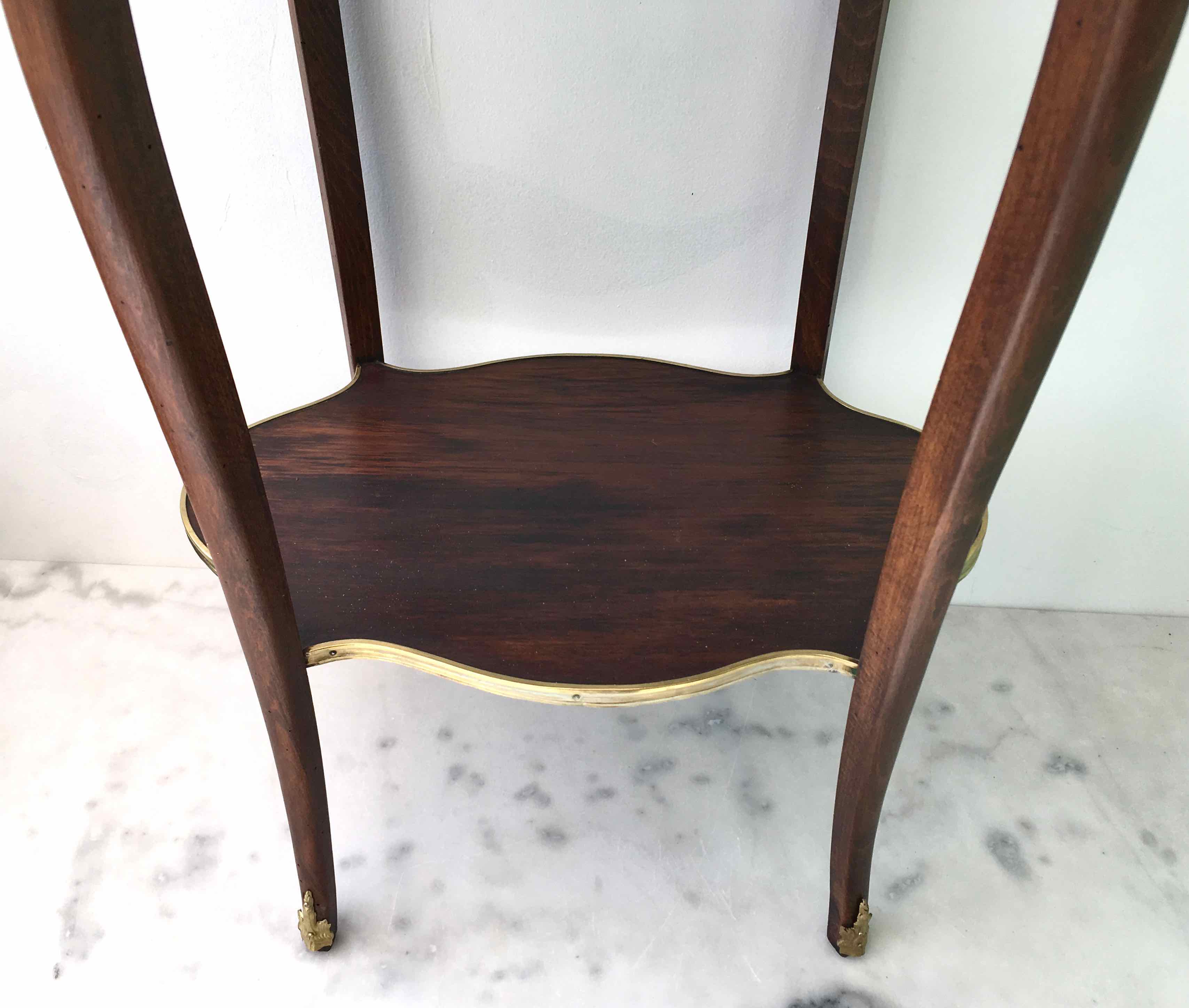 Pedestal table Louis XVI style wood marble brass