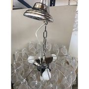 Murano Glass Sputnik Chandelier With Swirling Italian Glass Clear and White