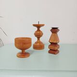 Set of 3 Scandinavian wooden candle holders