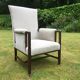 Fauteuil rembourré en chêne vintage sur des roulettes en beige