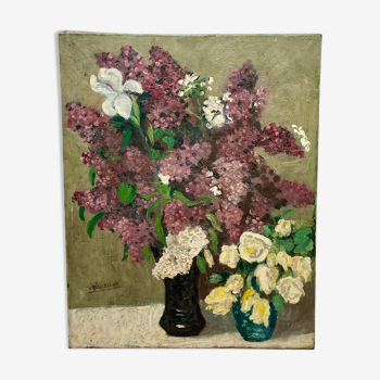 Tableau bouquet de lilas