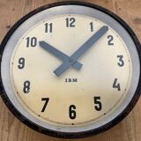Black industrial factory wall clock from IBM, 1950s