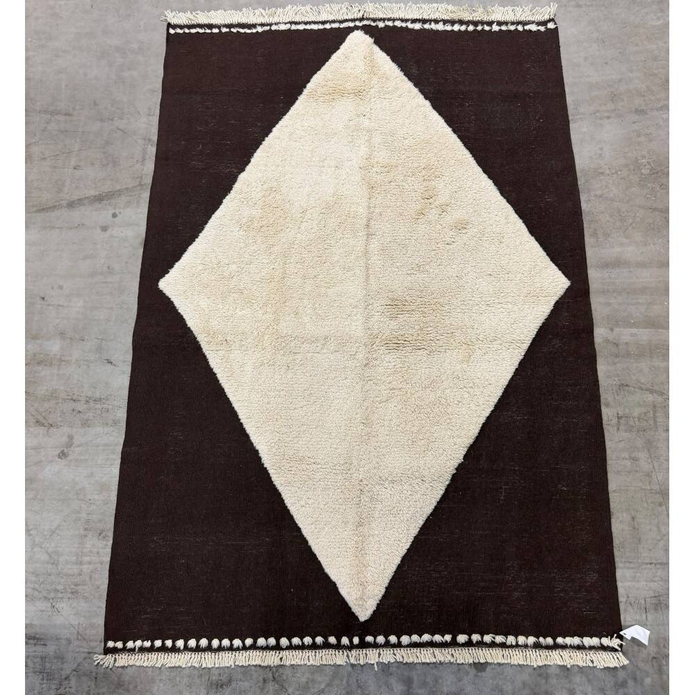Modern Hand Knotted Turkish Rug in Brown and Ivory, 100% Natural Wool. Custom Options Available