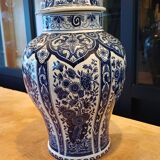 Royal Sphinx Delft blue porcelain vase with Boch lid