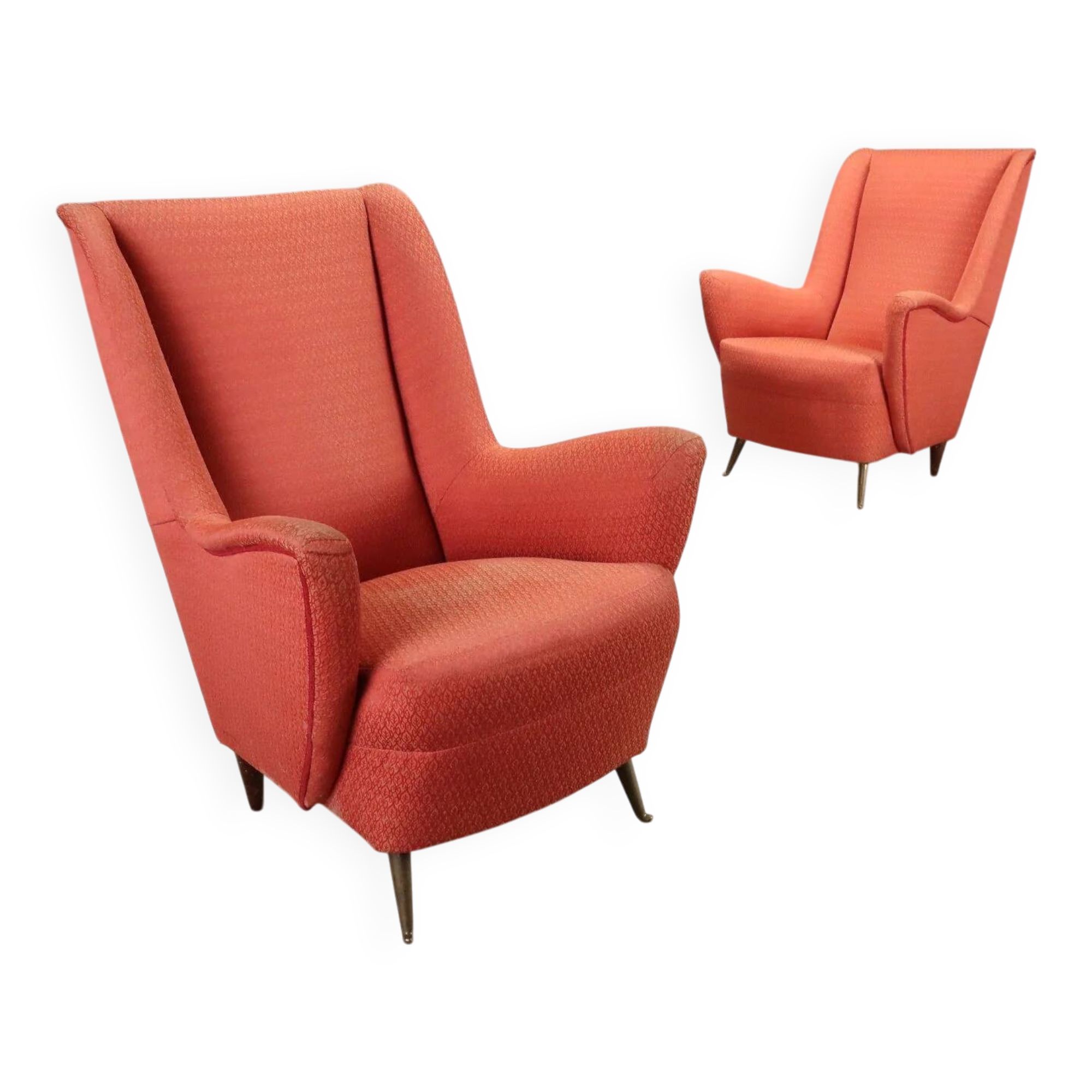 Pair of vintage fabric armchairs from the 1950s.