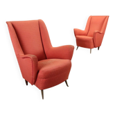 Pair of vintage fabric armchairs from the 1950s.