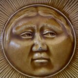 Barbotine plates the Sun and the Moon 1880 (19th century)