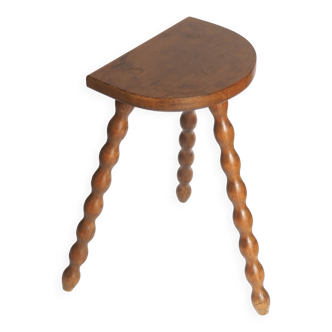 High tripod stool in turned wood