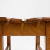 Industrial brutalist wooden stool, Belgium ca. 1920