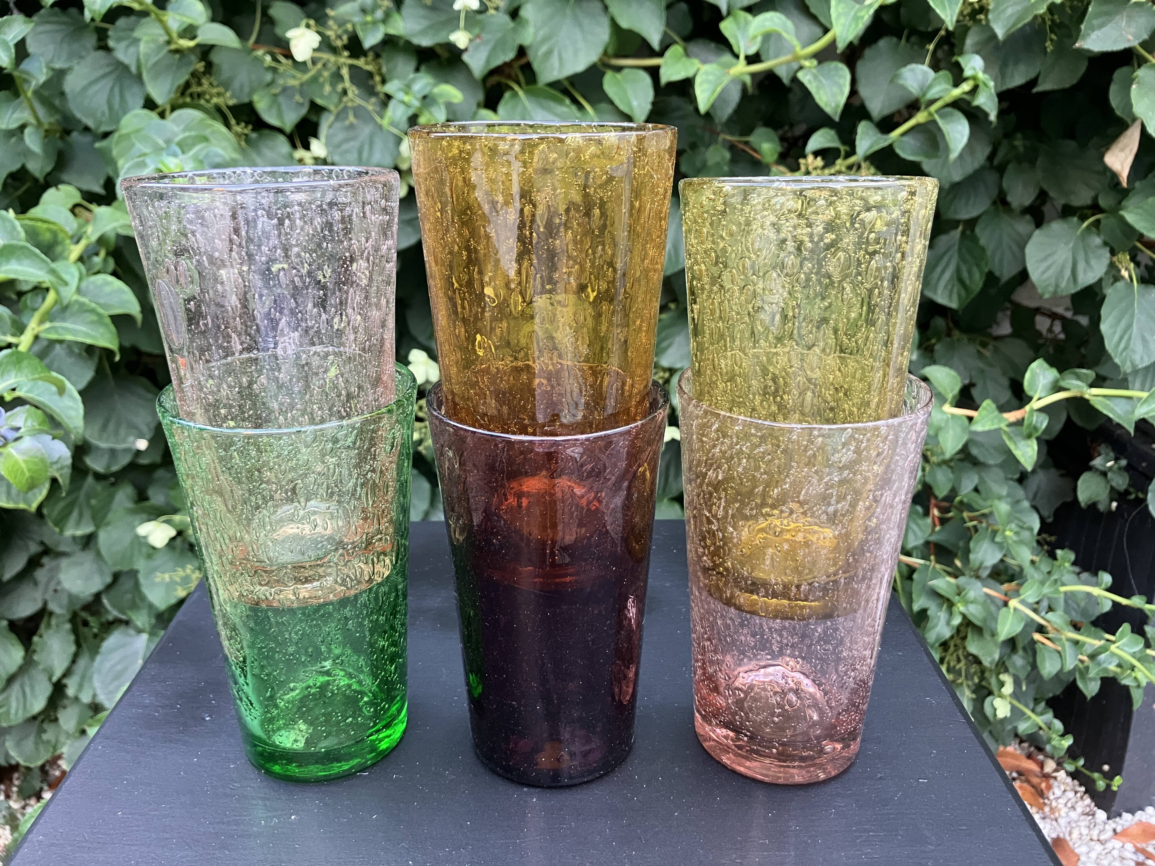 6 vintage 1960s Biot orangeade glasses
