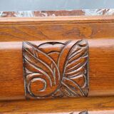 1930 Art Deco chest of drawers with recessed pink marble