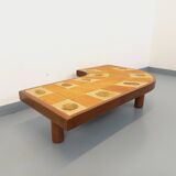 Barrois vintage shell-patterned comma coffee table in wood and ceramic.