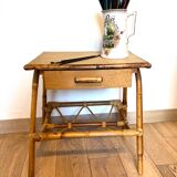 Side table in bamboo and rattan