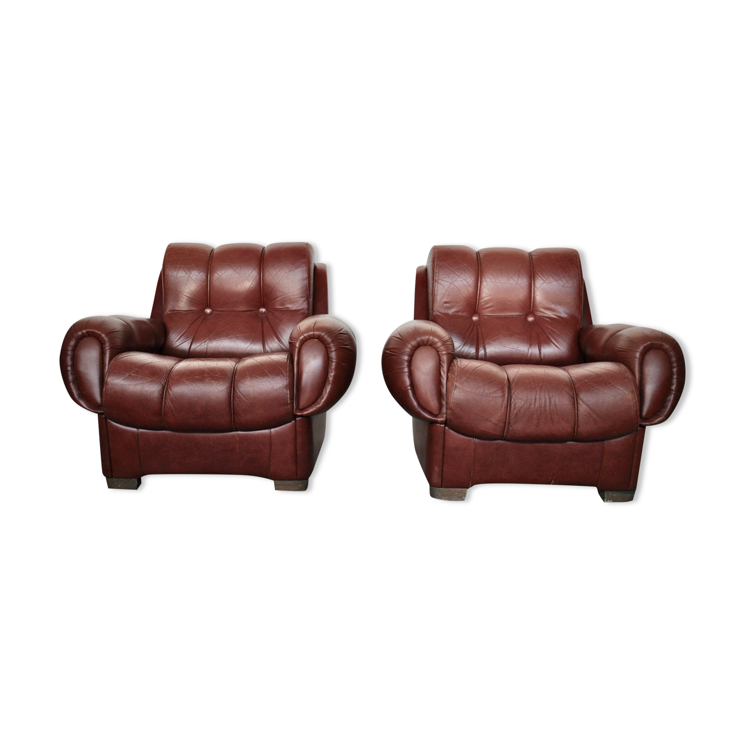 Vintage leather sofas, Italy, 70s, set of 2