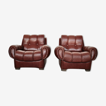 Vintage leather sofas, Italy, 70s, set of 2