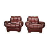 Vintage leather sofas, Italy, 70s, set of 2