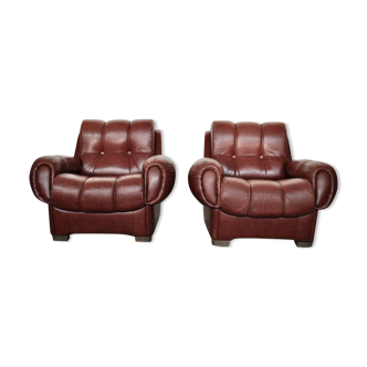 Vintage leather sofas, Italy, 70s, set of 2