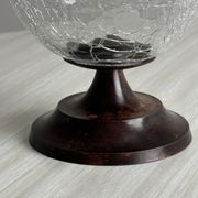 Small footed cracked glass bowl