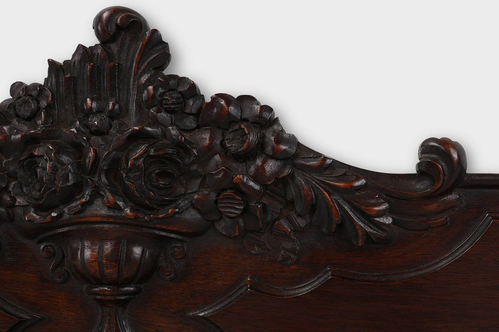 Antique sculpted oak frieze or wall ornament, France ca. 1900