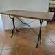 Ancienne table bistrot dessus chêne pied fonte , 118cms de L