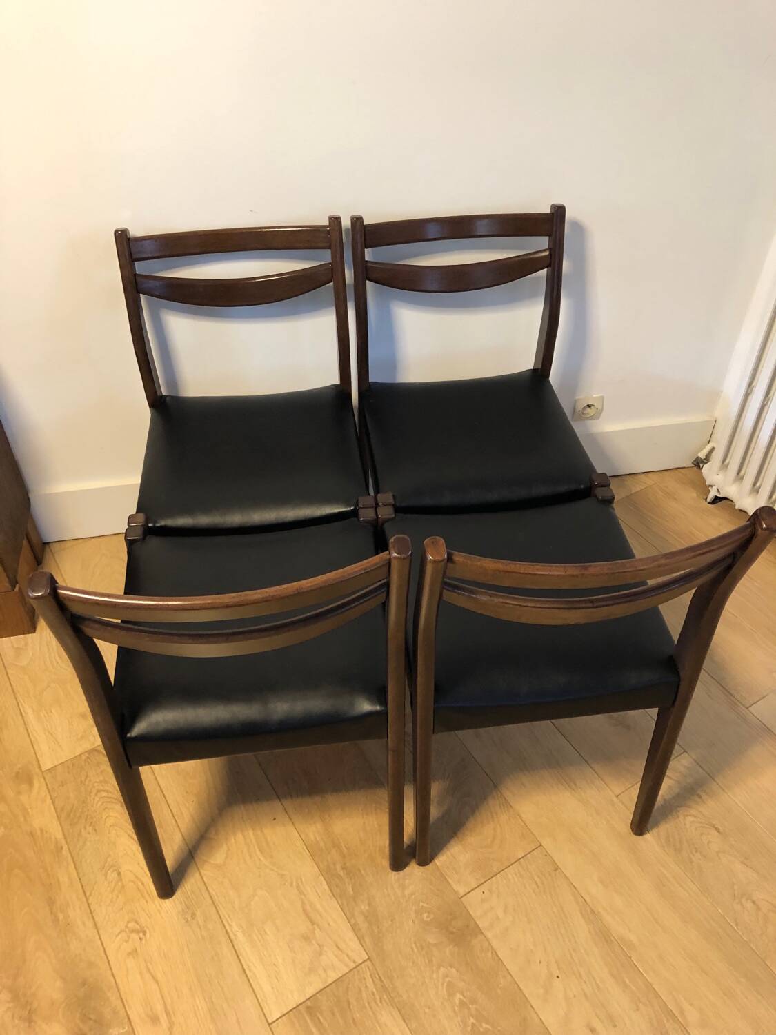 Series of 4 vintage Scandinavian style chairs