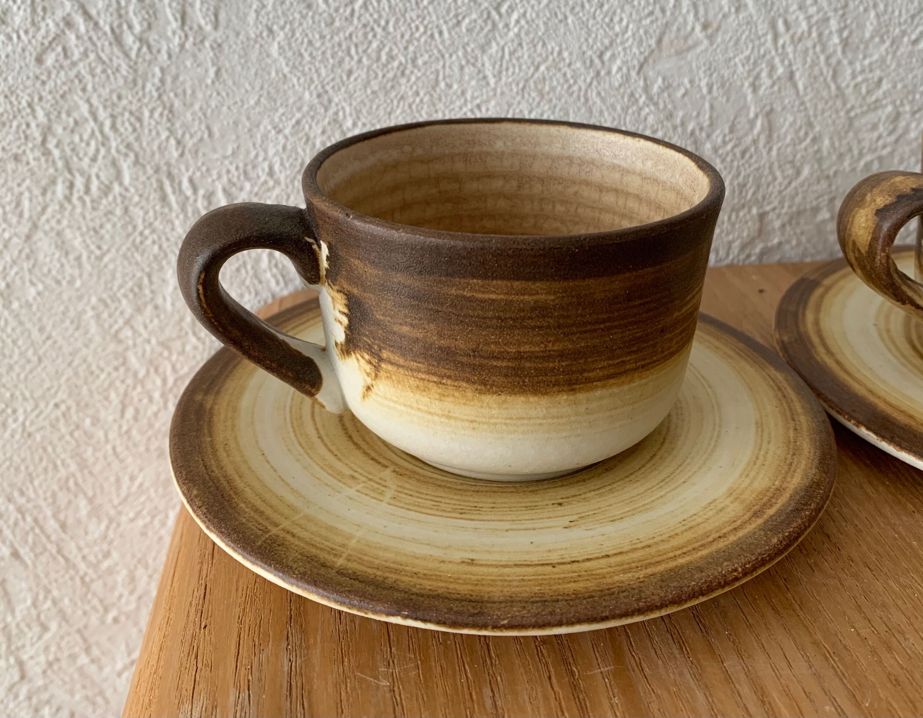Pair of Longchamp earthenware cups