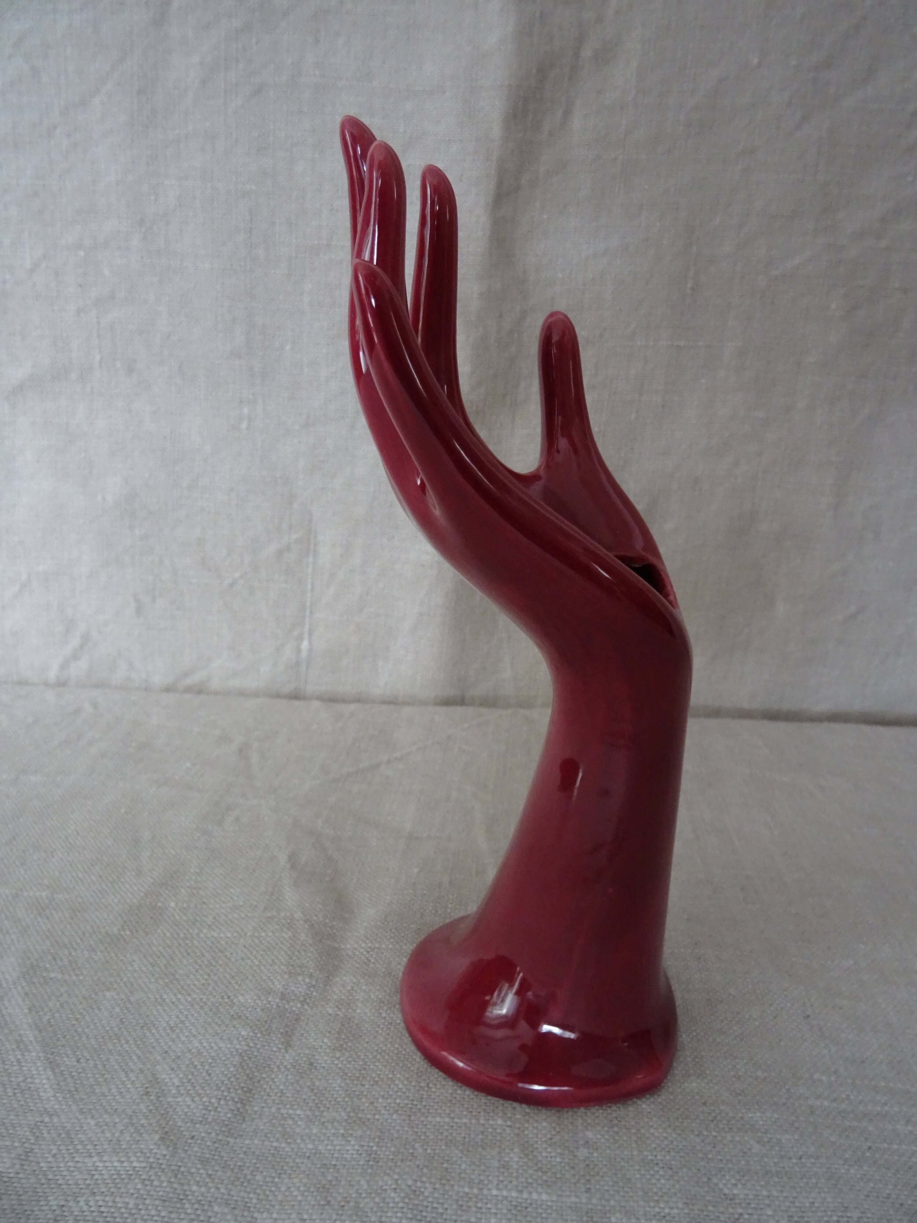 Hand ceramic fig tree color red burgundy