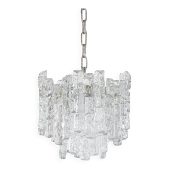 Chandelier with 'ice glass' by Kalmar Franken, 1960s