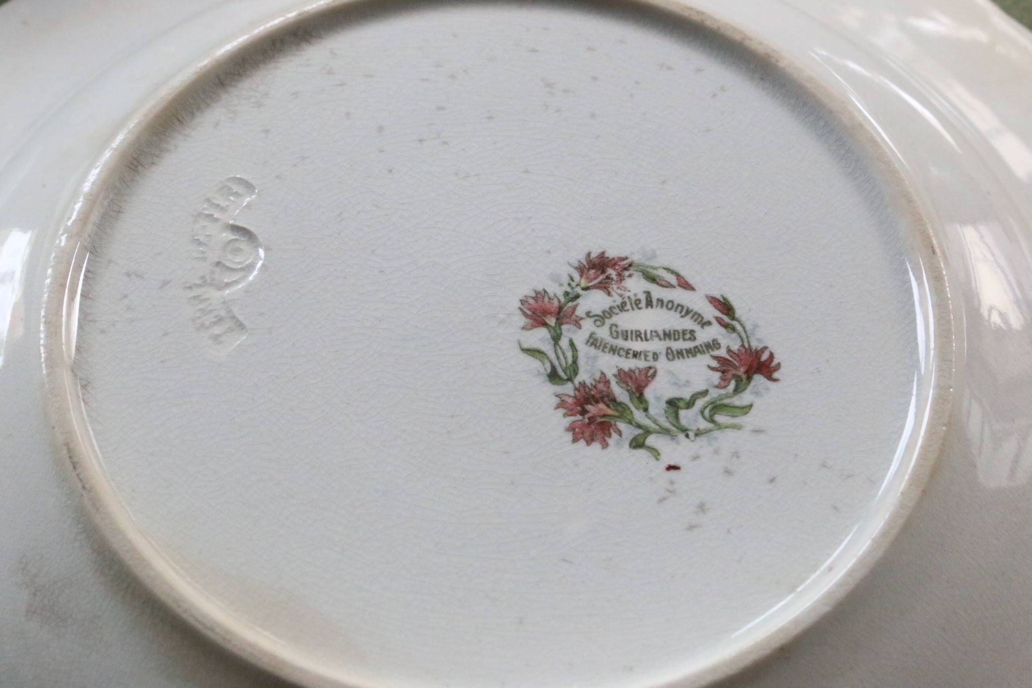 Soup plates x4, Onnaing, Guirlande model, 19th century