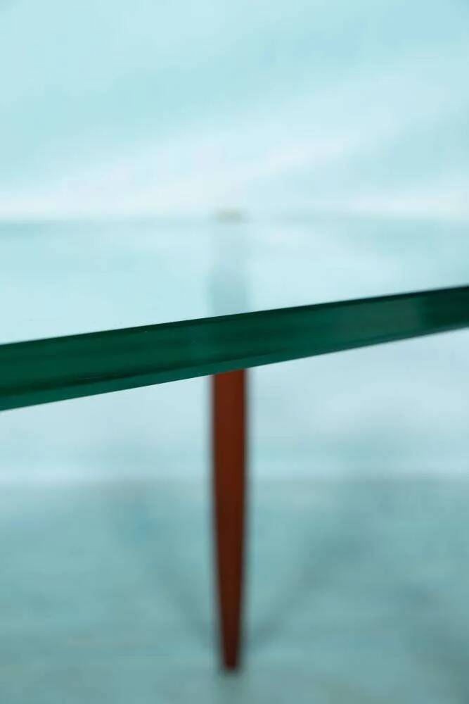 Vintage coffee table glass teak brass, mid-century coffee table.