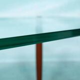 Vintage coffee table glass teak brass, mid-century coffee table.