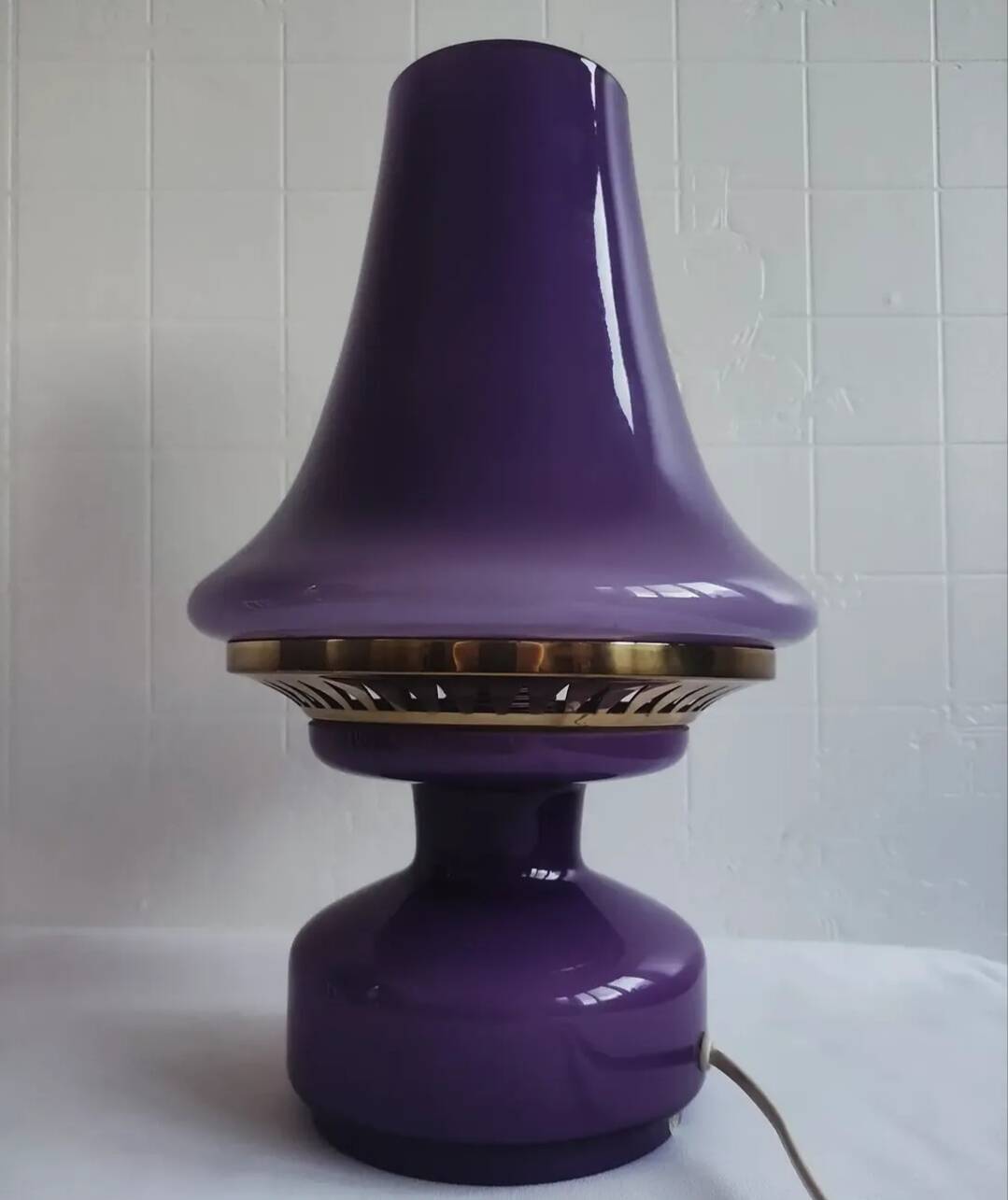 Mushroom Lamp Hans-Agne Jakobsson B124 Violet/Purple Glass Sweden 1960