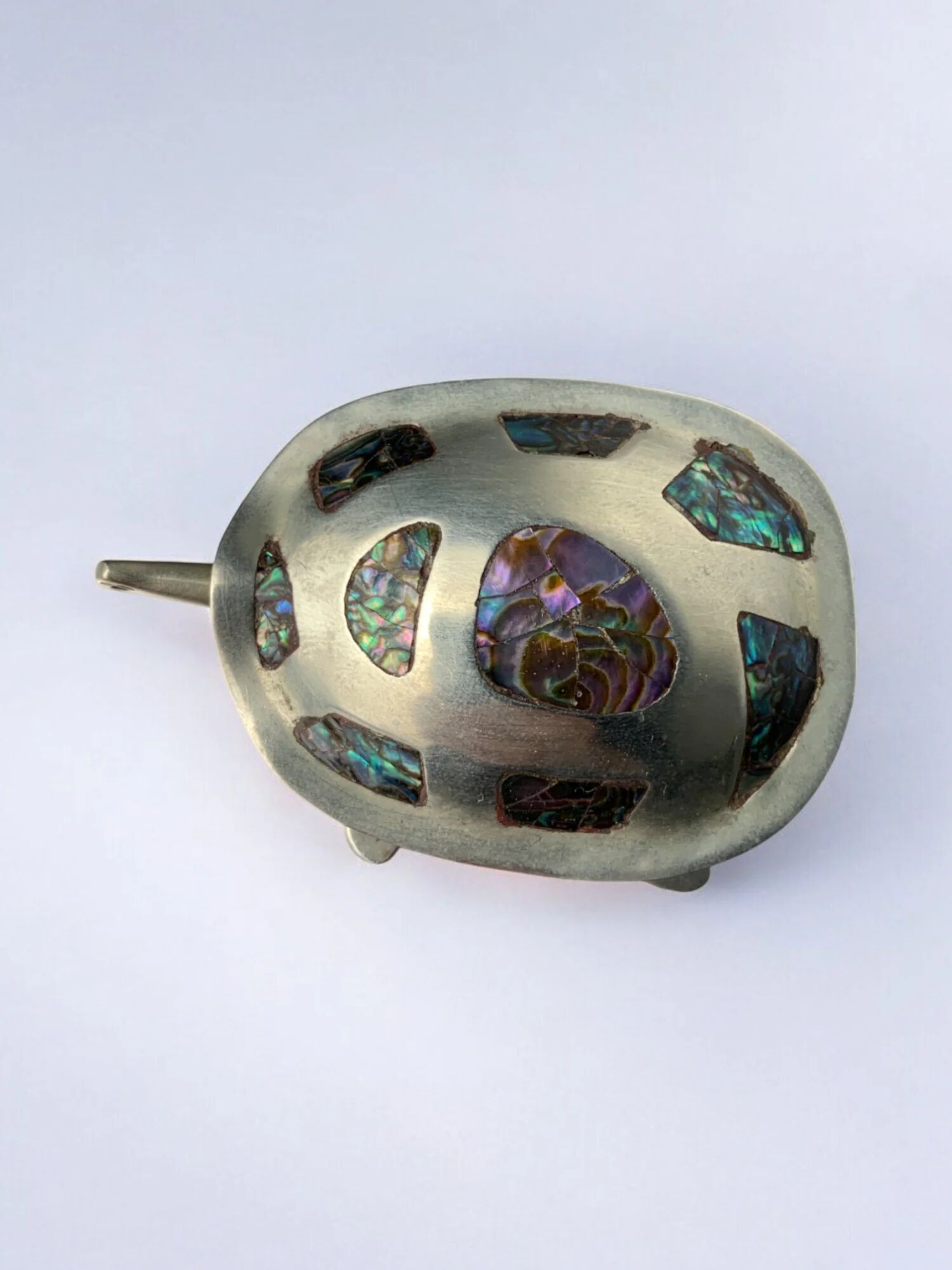 Abalone shell & alpaca silver turtle box, Mexico, 1970