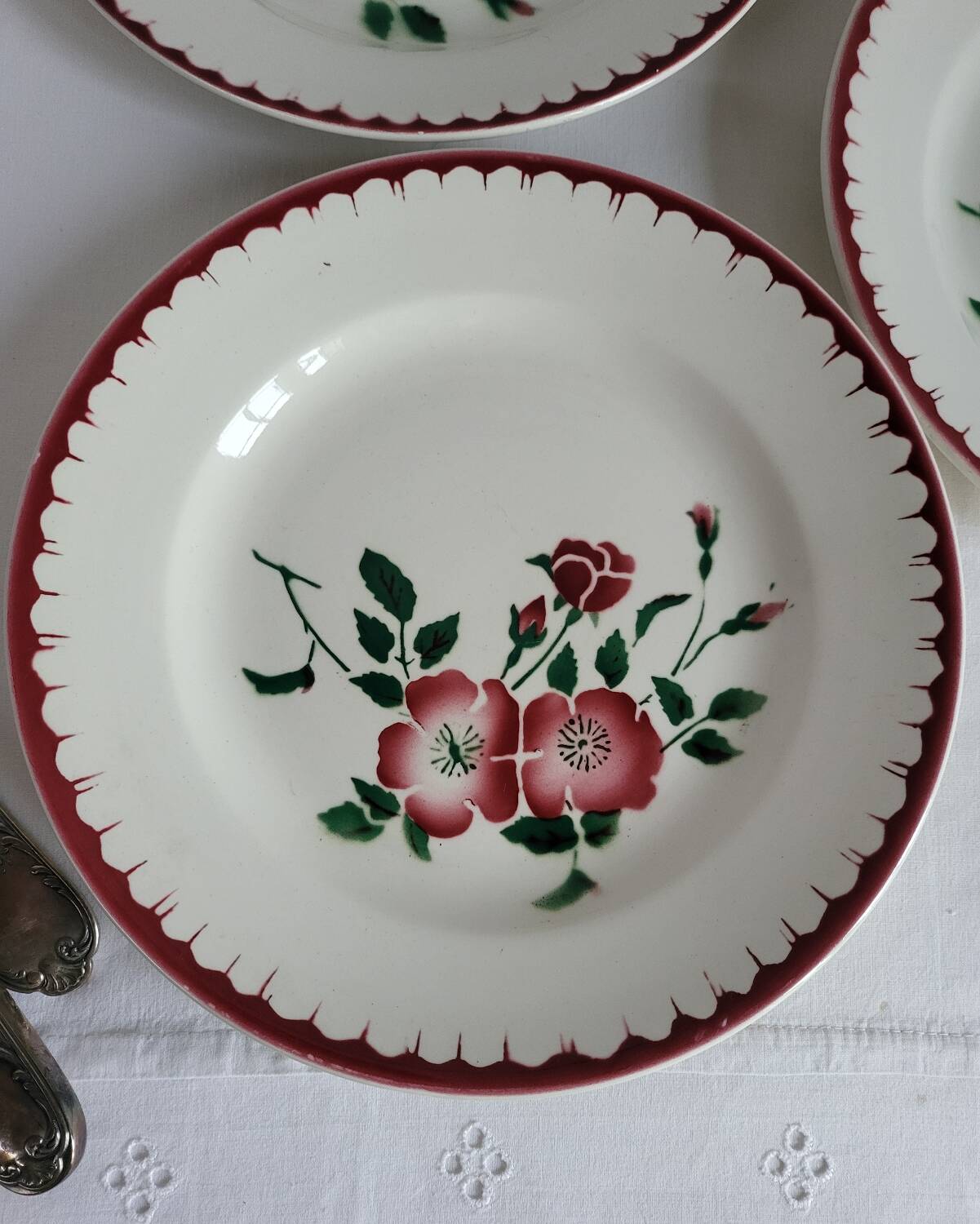 4 assiettes à dessert Sarreguemines épernay faïence vintage