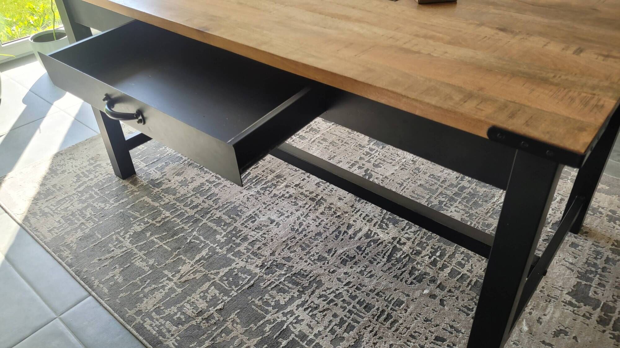 Industrial dining table (mango wood) for 6 people