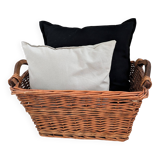 Panier Vintage Anse Rangement Mid Century Panier en osier tressé brun rougeArtisanat Hygge Skandi Sc