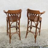 2 tabourets de bar en bois avec accoudoirs