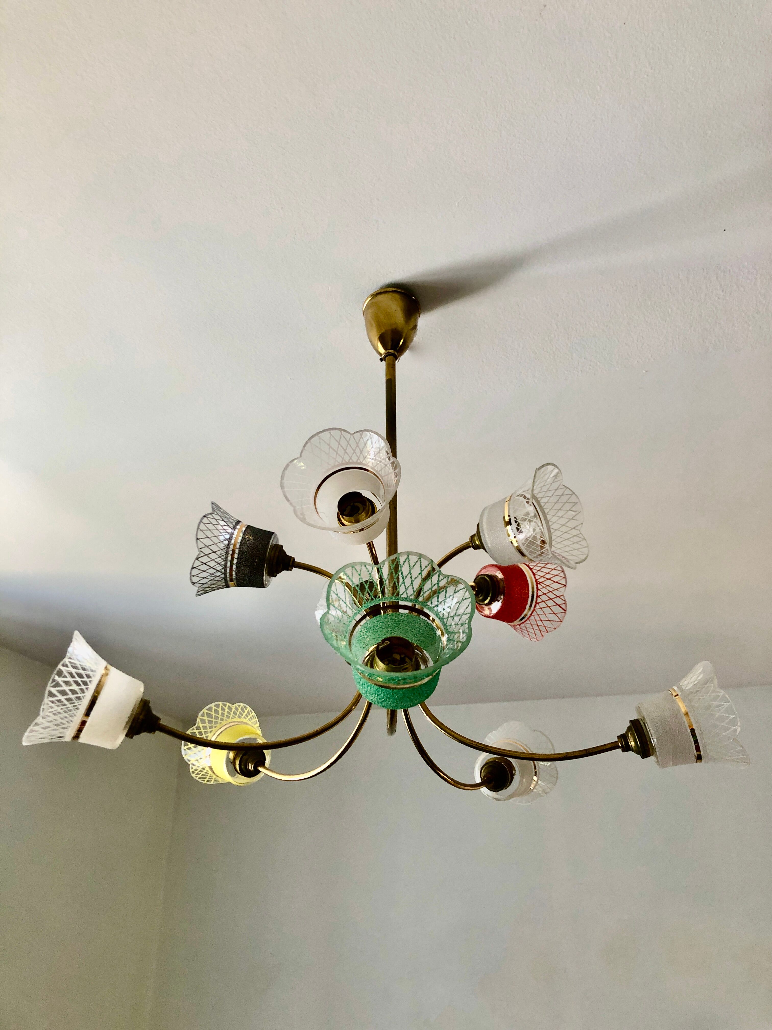 Chandelier granite glasses of colors 10 fires 1950