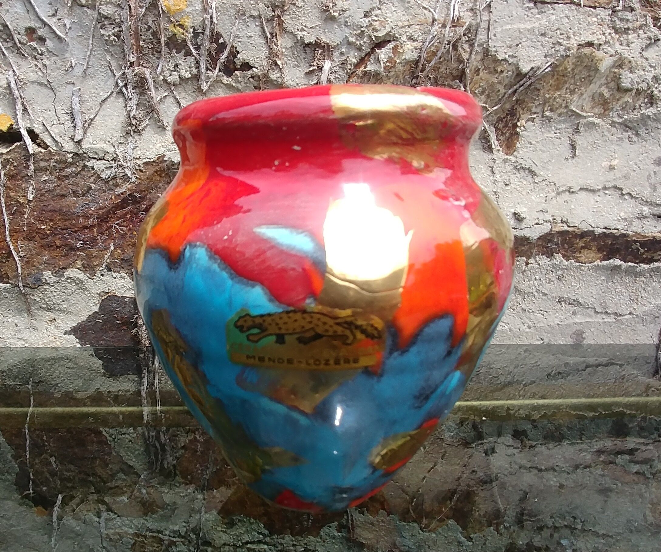 Glazed ceramic vase vintage 60s ceramics of gévaudan