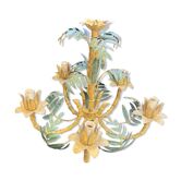 Lustre bambou à cinq lumières en tôle peinte