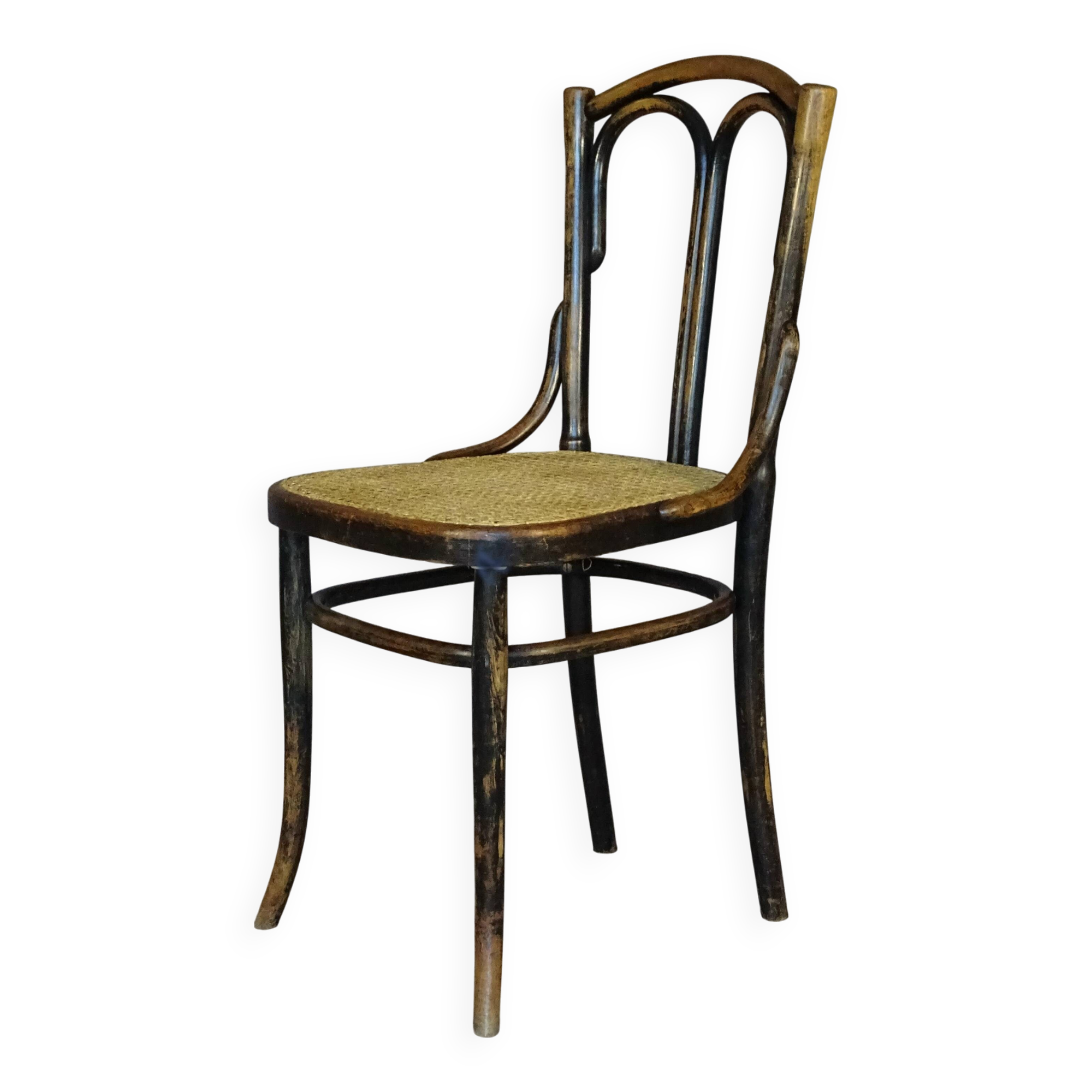 Bistrot chair, by CAMBIER-Belgium- caned, beautiful original patina-1920_