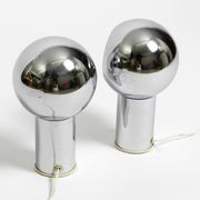 Pair of large Mid Century Space Age chrome table lamps - Made in Italy