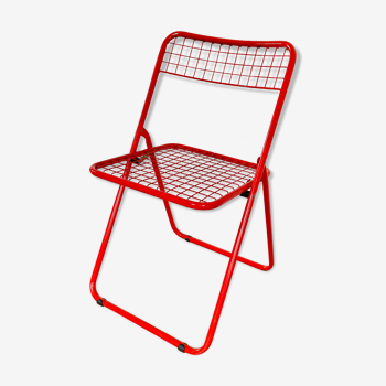 Vintage ikea red metal folding chair
