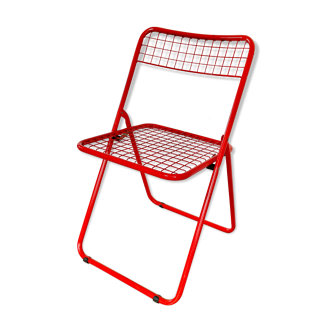 Vintage ikea red metal folding chair